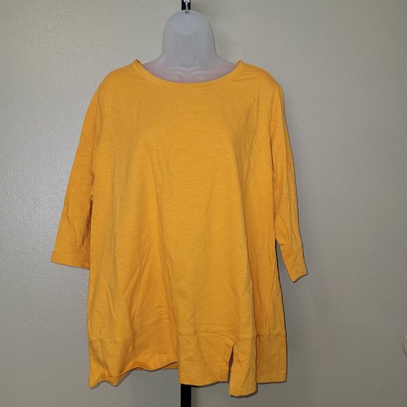 A520020** Denim & Co. Canyon Retreat Petite Textured Knit Tunic with Split Hem - Picture 1 of 3